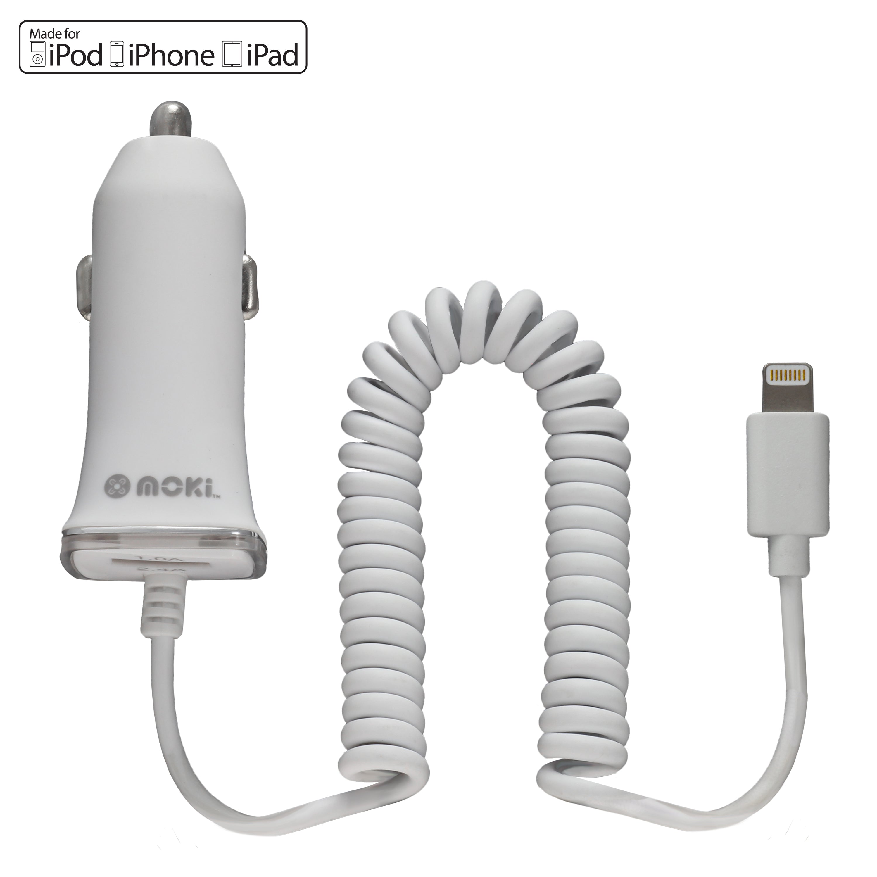 Lightning Fixed Car Charger + USB Port